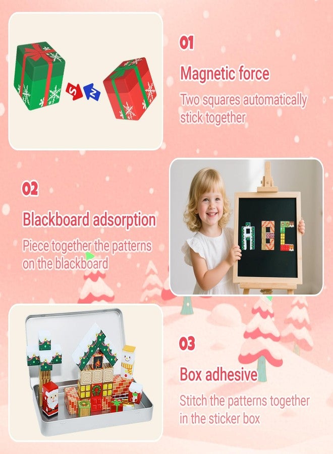 KEGOZ Magnetic Blocks Set, 45PCS Educational STEM Christmas Travel Building Toys for Kids 3+, Portable Magnetic Block with Metal Storage Box, Toddler Learning Toys for Boys Girls 4-8 Birthday Gift - Image 4